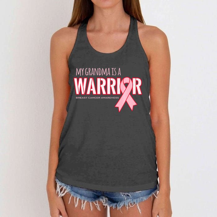 Breast Cancer Awareness: My Grandma Is A Warrior Women's Knotted Racerback Tank