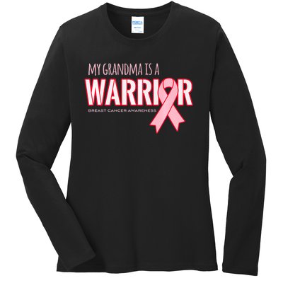 Breast Cancer Awareness: My Grandma Is A Warrior Ladies Long Sleeve Shirt