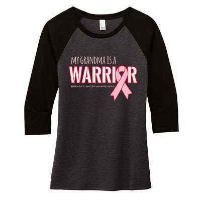 Breast Cancer Awareness: My Grandma Is A Warrior Women's Tri-Blend 3/4-Sleeve Raglan Shirt