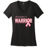 Breast Cancer Awareness: My Grandma Is A Warrior Women's V-Neck T-Shirt