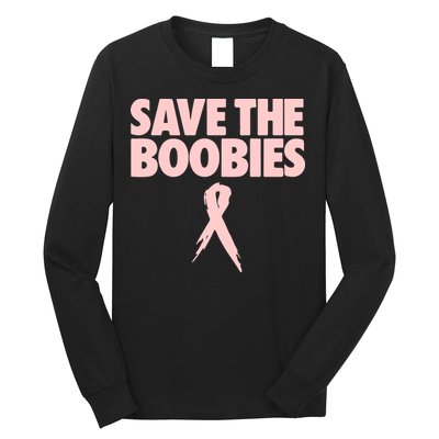 Breast Cancer Awareness SAVE THE BOOBIES Pink Ribbon Halloween Long Sleeve Shirt