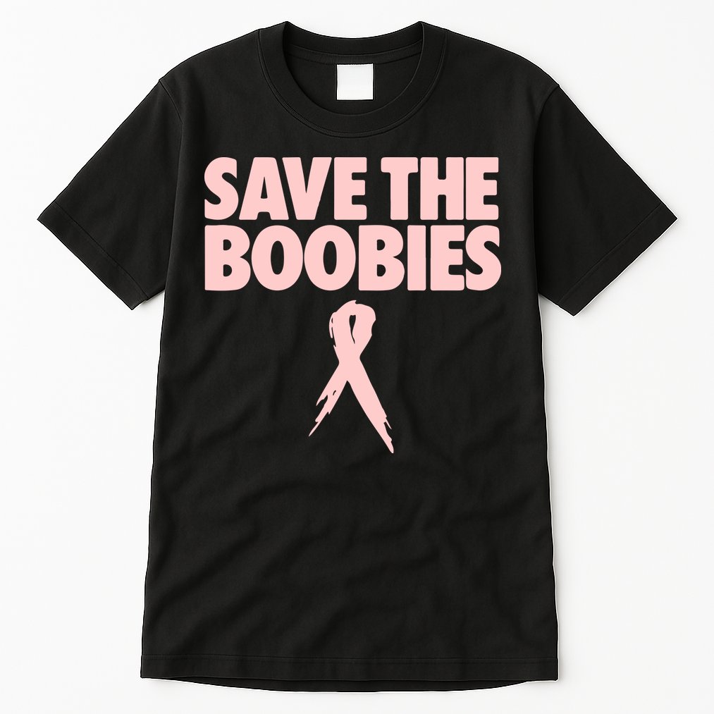 Breast Cancer Awareness SAVE THE BOOBIES Pink Ribbon Halloween Tall T-Shirt
