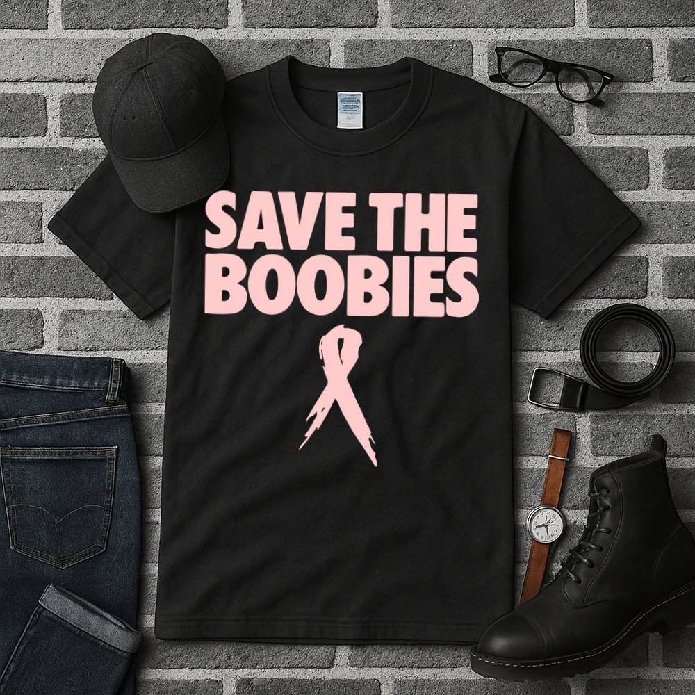 Breast Cancer Awareness SAVE THE BOOBIES Pink Ribbon Halloween Tall T-Shirt