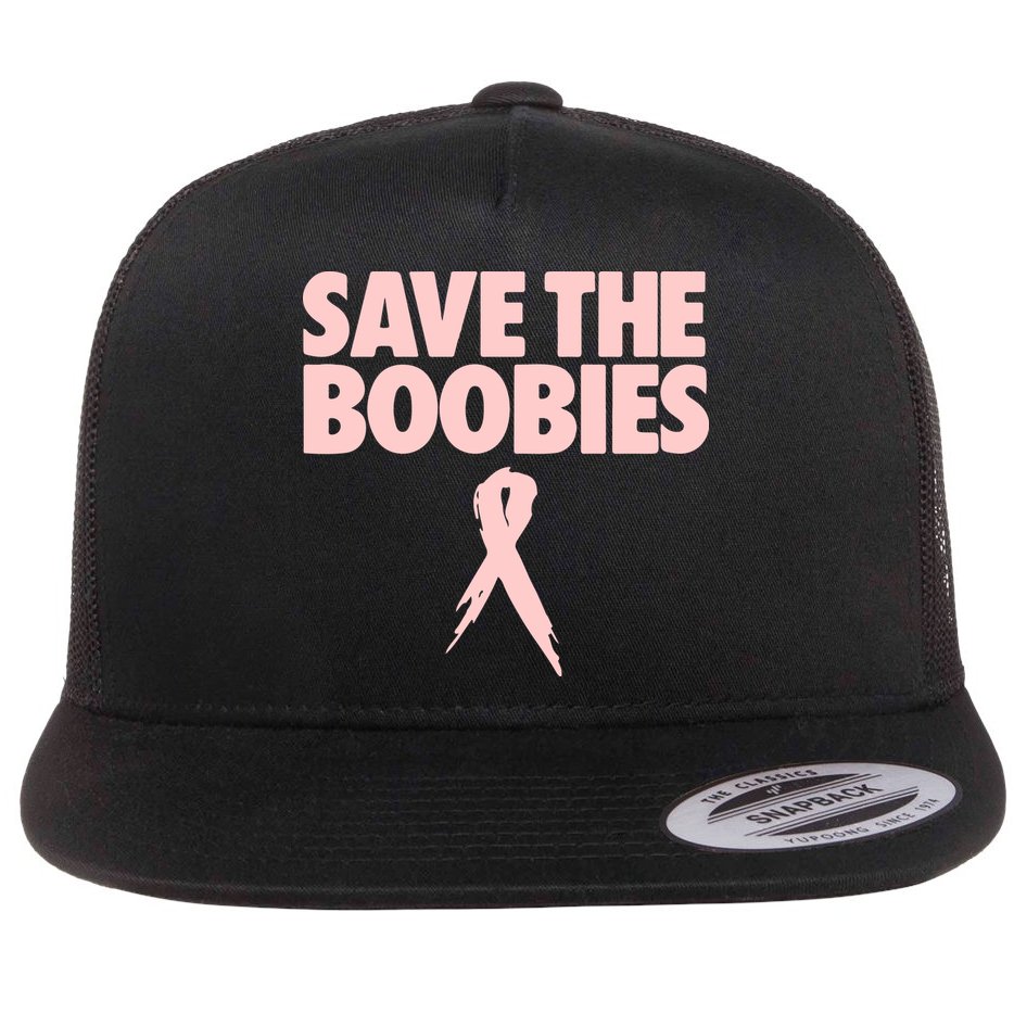 Breast Cancer Awareness SAVE THE BOOBIES Pink Ribbon Halloween Flat Bill Trucker Hat