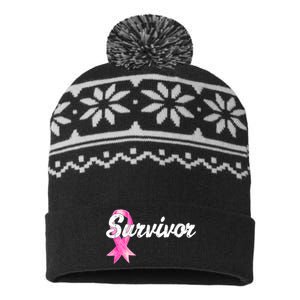 Breast Cancer Awareness Survivor Mom Wife Mama Gift USA-Made Snowflake Beanie