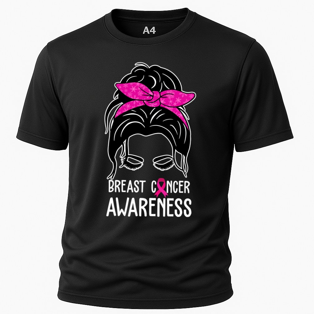 Breast Cancer Awareness Hair Bun Pink Ribbon Performance Shirt