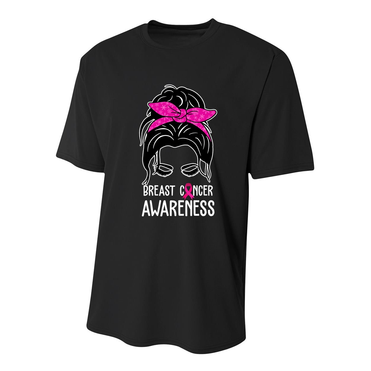 Breast Cancer Awareness Hair Bun Pink Ribbon Youth Performance Sprint T-Shirt