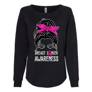 Breast Cancer Awareness Hair Bun Pink Ribbon Womens California Wash Sweatshirt