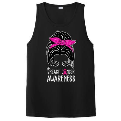 Breast Cancer Awareness Hair Bun Pink Ribbon PosiCharge Competitor Tank