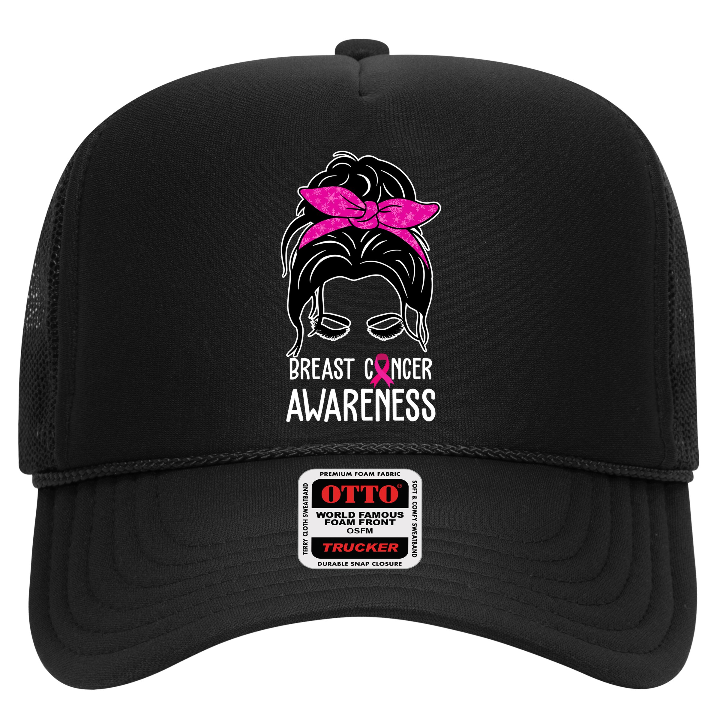 Breast Cancer Awareness Hair Bun Pink Ribbon Hat