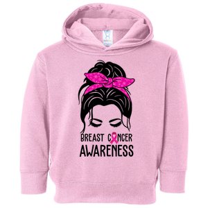 Breast Cancer Awareness Hair Bun Pink Ribbon Toddler Hoodie