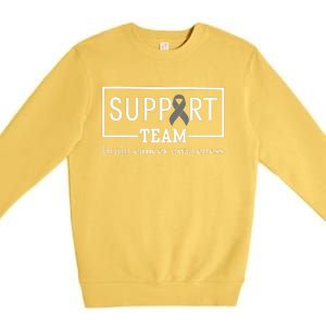 Brain Cancer Awareness Support Team Premium Crewneck Sweatshirt