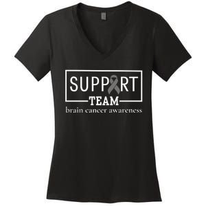 Brain Cancer Awareness Support Team Women's V-Neck T-Shirt