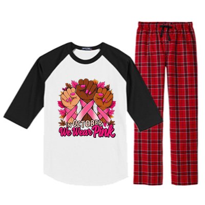 Breast Cancer Awareness 2024 In October We Wear Pin.K Raglan Sleeve Pajama Set