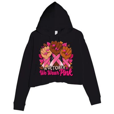 Breast Cancer Awareness 2024 In October We Wear Pin.K Crop Fleece Hoodie