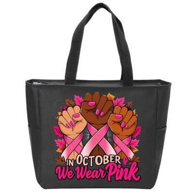 Breast Cancer Awareness 2024 In October We Wear Pin.K Zip Tote Bag