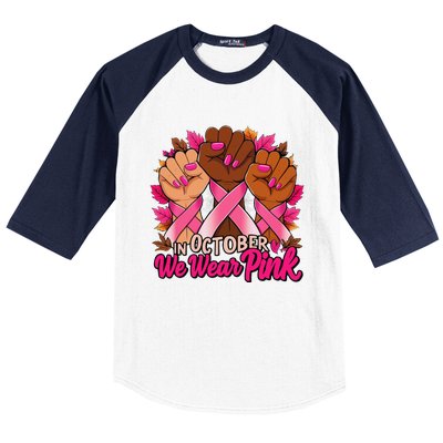 Breast Cancer Awareness 2024 In October We Wear Pin.K Baseball Sleeve Shirt