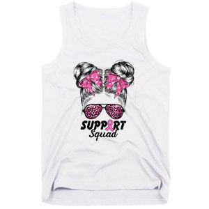 Breast Cancer Awareness Gift Support Squad Pink Warrior Messy Bun For Women Tank Top