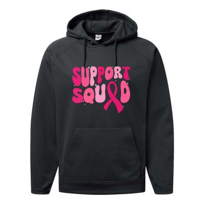 Breast Cancer Awareness Retro Groovy Support Squad Team Gift Performance Fleece Hoodie