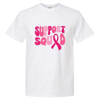 Breast Cancer Awareness Retro Groovy Support Squad Team Gift Garment-Dyed Heavyweight T-Shirt