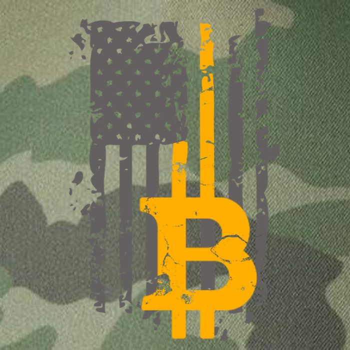 Bitcoin Crypto American Flag Gold Thin Line Legacy Tie Dye Trucker Hat