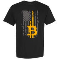 Bitcoin Crypto American Flag Gold Thin Line Garment-Dyed Heavyweight T-Shirt