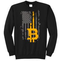 Bitcoin Crypto American Flag Gold Thin Line Sweatshirt