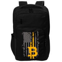 Bitcoin Crypto American Flag Gold Thin Line Impact Tech Backpack