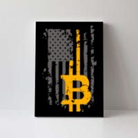 Bitcoin Crypto American Flag Gold Thin Line Canvas