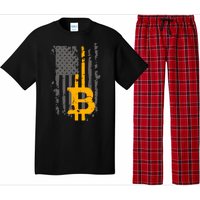 Bitcoin Crypto American Flag Gold Thin Line Pajama Set