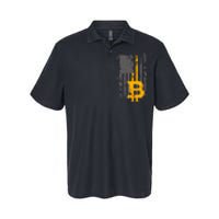 Bitcoin Crypto American Flag Gold Thin Line Softstyle Adult Sport Polo