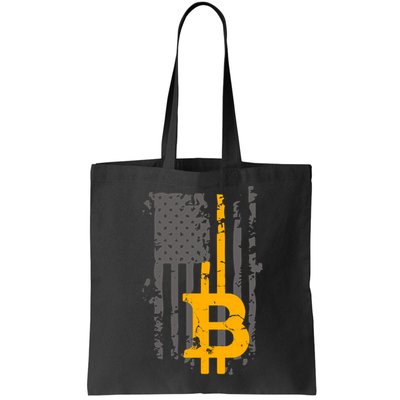 Bitcoin Crypto American Flag Gold Thin Line Bag