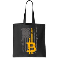 Bitcoin Crypto American Flag Gold Thin Line Bag
