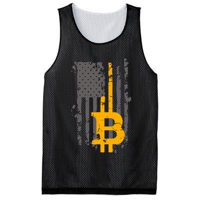 Bitcoin Crypto American Flag Gold Thin Line Mesh Reversible Basketball Jersey Tank