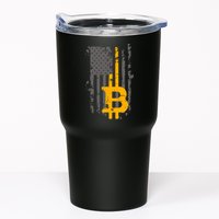 Bitcoin Crypto American Flag Gold Thin Line Tumbler