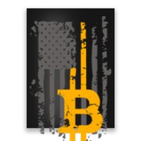 Bitcoin Crypto American Flag Gold Thin Line Poster