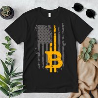 Bitcoin Crypto American Flag Gold Thin Line Premium T-Shirt