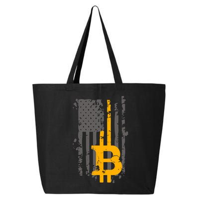 Bitcoin Crypto American Flag Gold Thin Line 25L Jumbo Tote