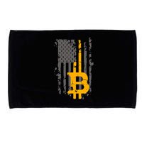 Bitcoin Crypto American Flag Gold Thin Line Microfiber Hand Towel