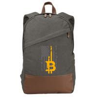 Bitcoin Crypto American Flag Gold Thin Line Cotton Canvas Backpack