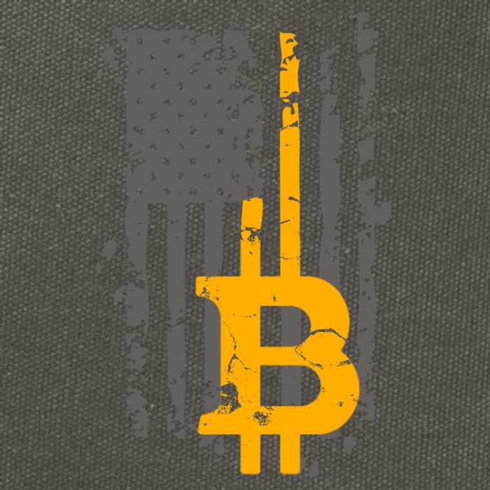 Bitcoin Crypto American Flag Gold Thin Line Cotton Canvas Backpack