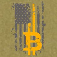 Bitcoin Crypto American Flag Gold Thin Line Garment-Dyed Women's Muscle Tee