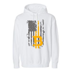 Bitcoin Crypto American Flag Gold Thin Line Garment-Dyed Fleece Hoodie