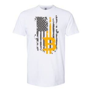 Bitcoin Crypto American Flag Gold Thin Line Softstyle CVC T-Shirt