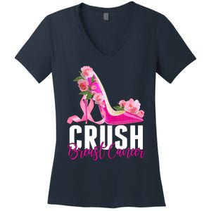 Breast Cancer Awareness Crush Breast Cancer Women's V-Neck T-Shirt