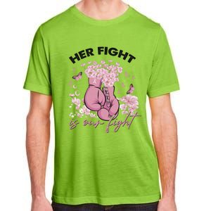 Breast Cancer Awareness Her Fight Is Our Fight Pink Ribbon Boxing Gloves Adult ChromaSoft Performance T-Shirt