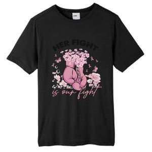 Breast Cancer Awareness Her Fight Is Our Fight Pink Ribbon Boxing Gloves Tall Fusion ChromaSoft Performance T-Shirt