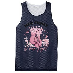 Breast Cancer Awareness Her Fight Is Our Fight Pink Ribbon Boxing Gloves Mesh Reversible Basketball Jersey Tank