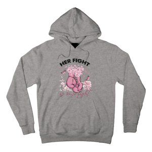 Breast Cancer Awareness Her Fight Is Our Fight Pink Ribbon Boxing Gloves Hoodie