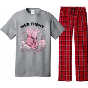 Breast Cancer Awareness Her Fight Is Our Fight Pink Ribbon Boxing Gloves Pajama Set